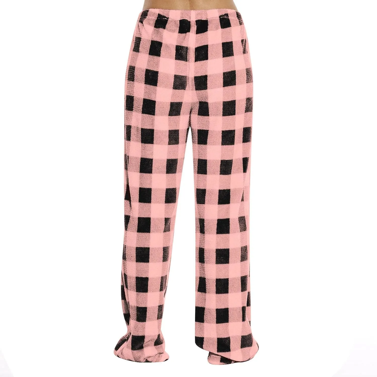 Pajama Pants Women Flannel Plaid Trendy Cute Sleep Pants Winter Soft Comfy Casual Elastic Waist Wide Leg Pants