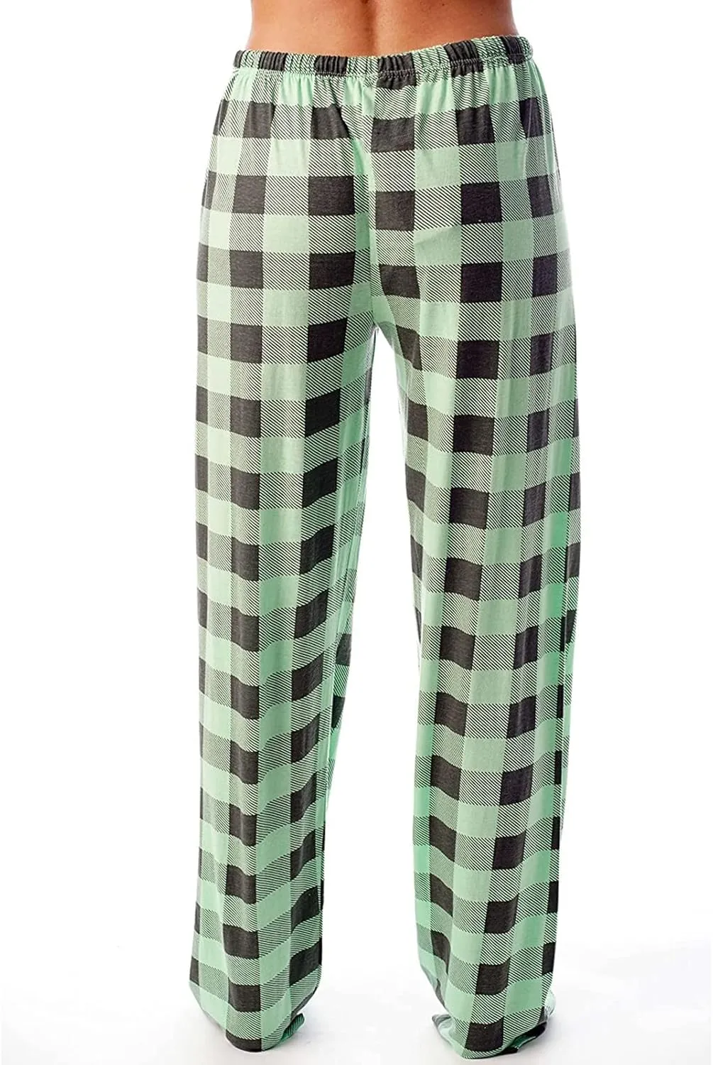 Pajama Pants Women Soft Drawstring Plaid Wide Leg Lounge Pants Comfy Stretchy Lightweight Low Rise Sleep Pants