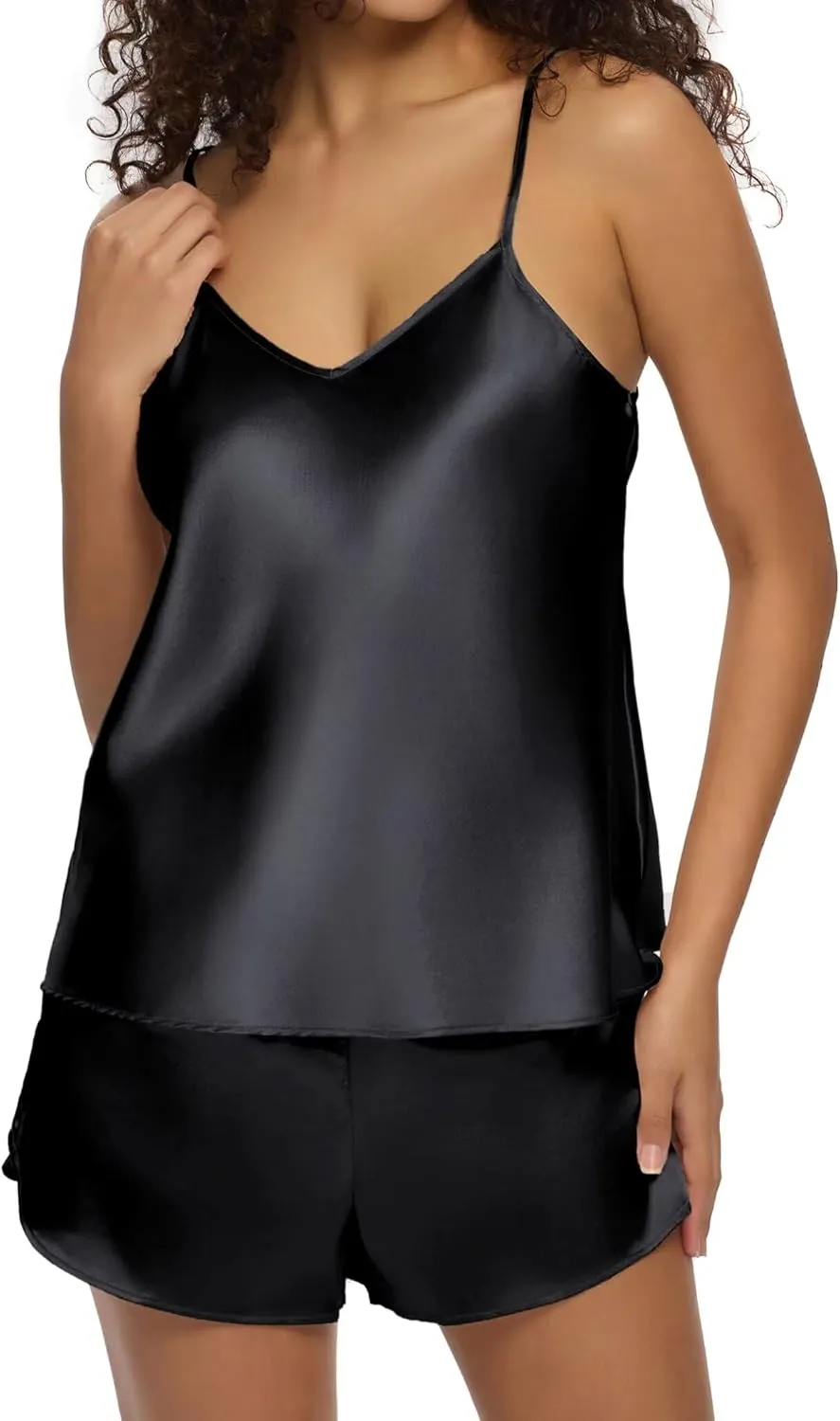 Pajama Sets for Women 2 Piece Silk Lingerie Sleepwear Satin Cami Pj Shorts Set Soft Nightwear