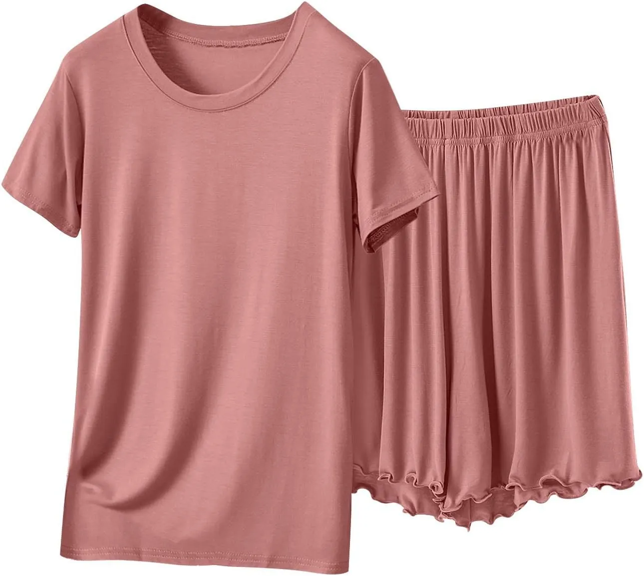 Pajama Sets for Women Soft Modal Summer Shorts Sleepwear Loose Short Sleeve Soft Loungewear Set 2 Piece Outfits