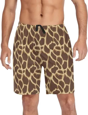 Pajama Shorts for Men Giraffe Print Summer Pajama Pants with Pocket Pjs Bottoms Sleep Shorts Lounge Wear