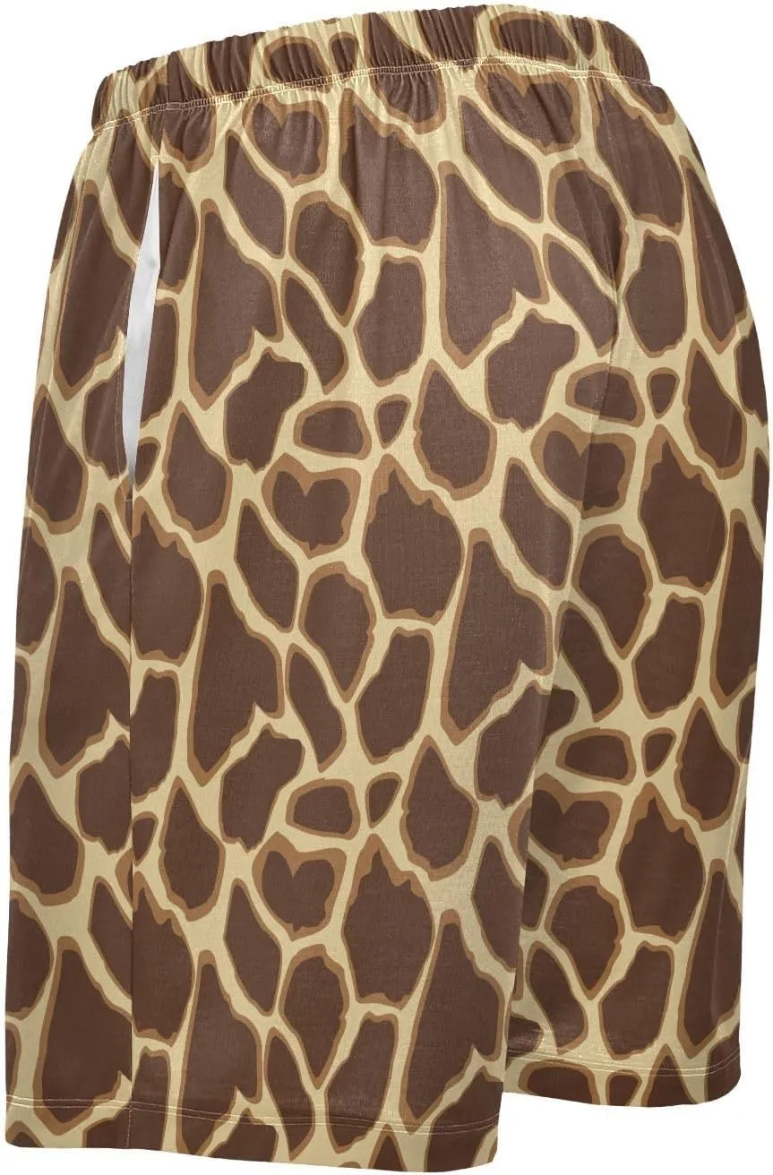 Pajama Shorts for Men Giraffe Print Summer Pajama Pants with Pocket Pjs Bottoms Sleep Shorts Lounge Wear