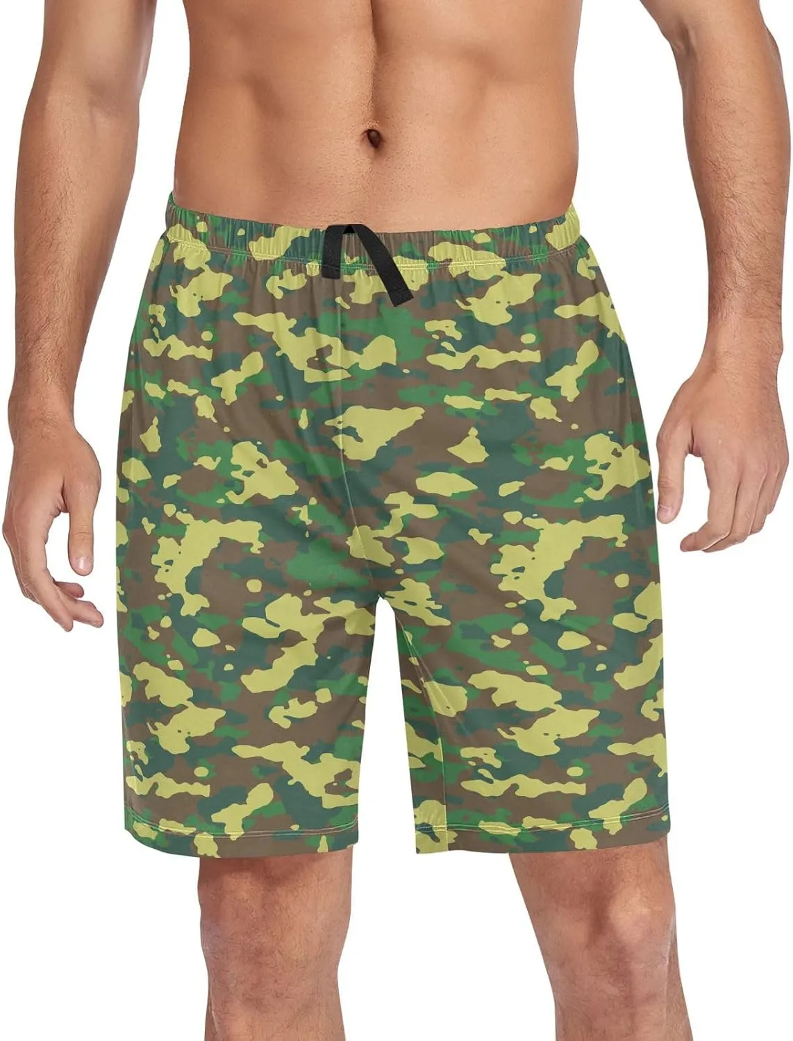 Pajama Shorts for Men Summer Pajama Pants with Pocket Pjs Bottoms Sleep Shorts Lounge Wear