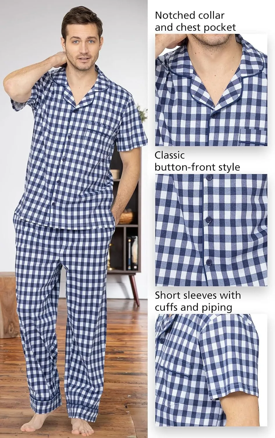 PajamaGram Winter Flannel Mens Pajamas - Men's Knit Flannel Pajamas Set