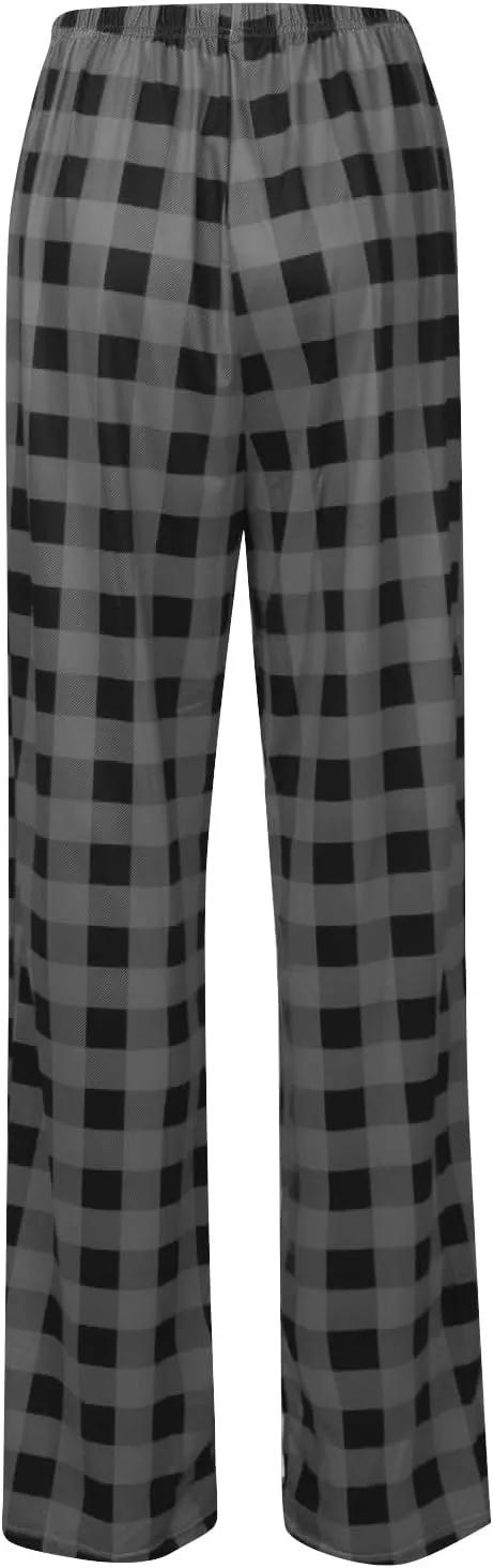 Pajamas Pants for Women 2024 Plaid Pants Soft Comfy Stretchy Drawstring Christmas Sleep Botton Pants