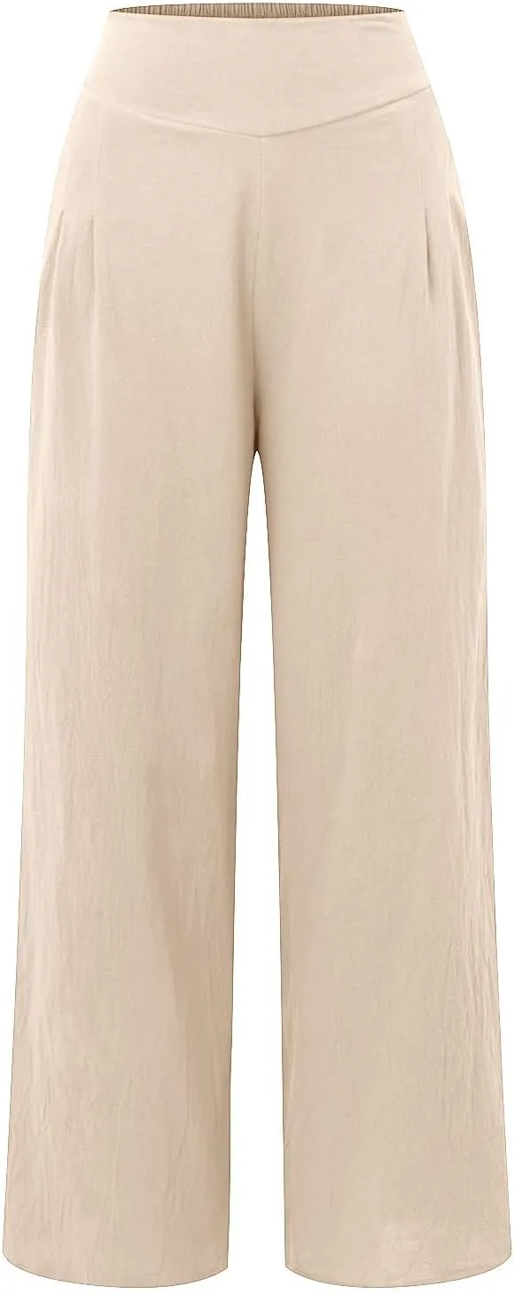 Palazzo Pants For Women Dressy Plus Size Linen Boho Wide Leg Soft Sweapants 2024 Summer Beach Travel Lounge Trouser