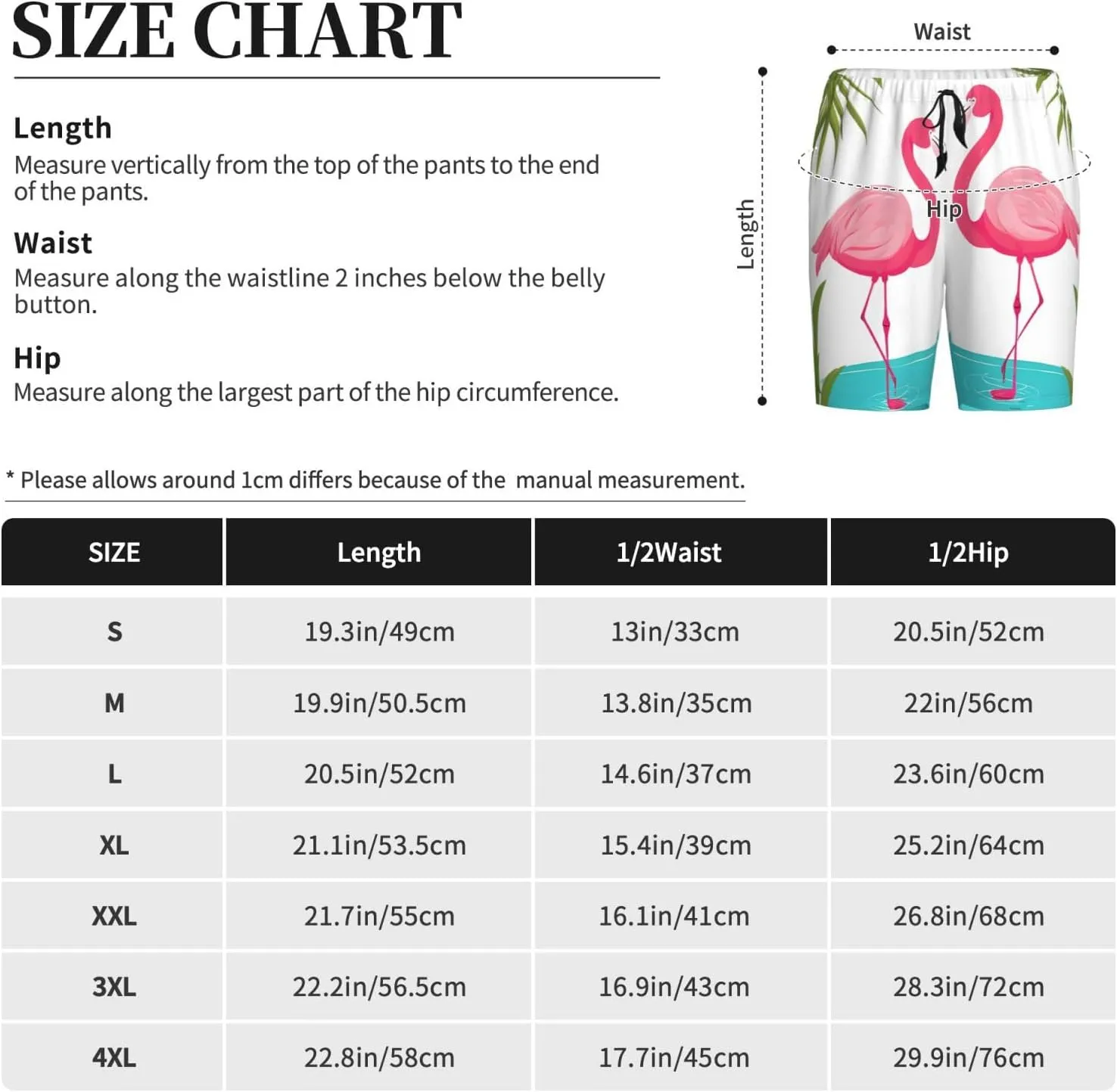 Palm Leaf and Flamingos Couple Print Men's Short Pajama Pants, Comfortable, and Breathable Sleepwear with Side Pockets