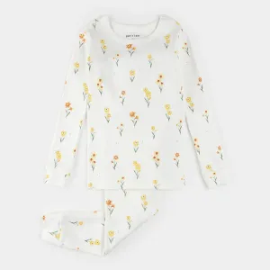 PETIT LEM- BIG KIDS DAFFODIL PRINT PAJAMA SET