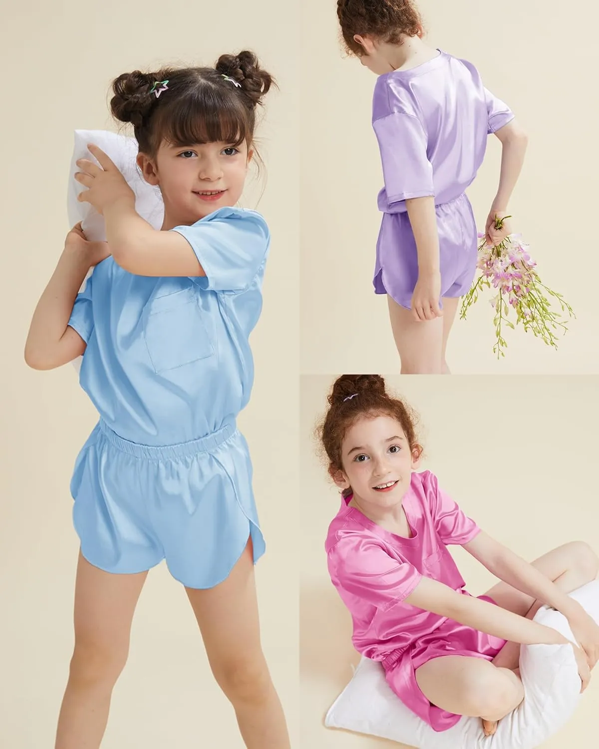 Petite&Me Girls Pajamas, Silk Pajamas for Girls Size 4-14