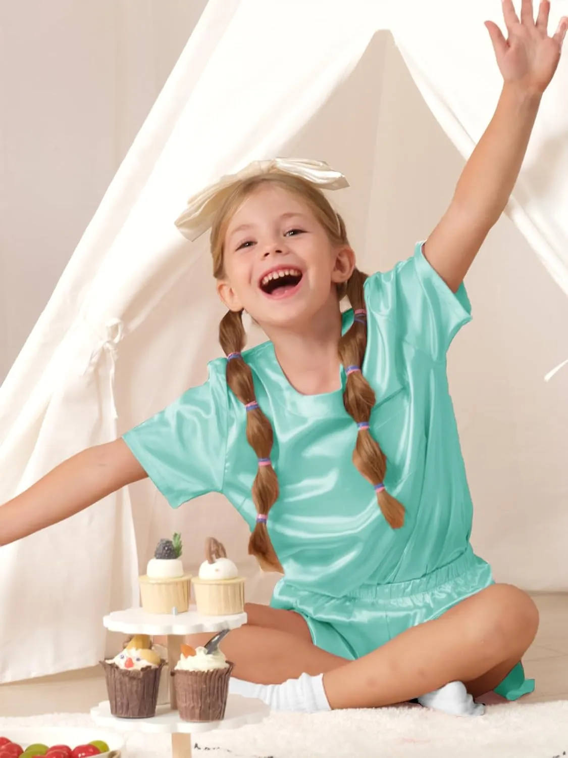 Petite&Me Girls Pajamas, Silk Pajamas for Girls Size 4-14