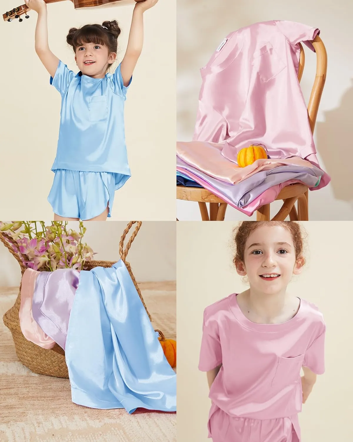 Petite&Me Girls Pajamas, Silk Pajamas for Girls Size 4-14