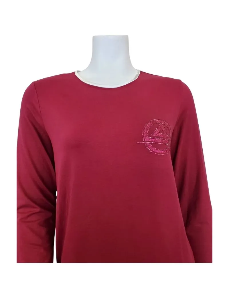 Pierre Balmingo Paris Raspberry Modal Pajamas Set with Emblem
