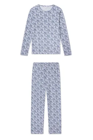 Pima Crew Long-Long Set in Sea Depth Garden Floral