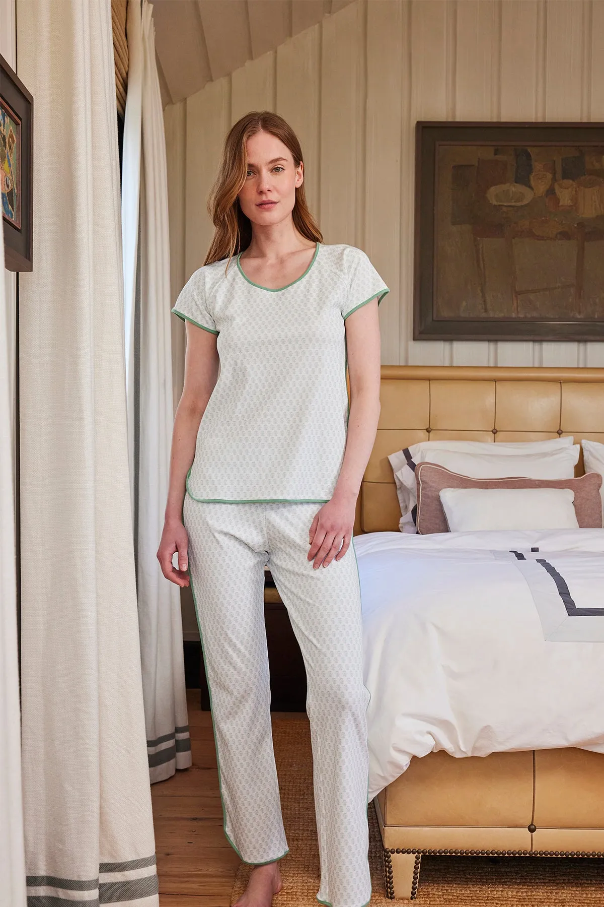 Pima Short-Long Set in Boxwood Blockprint