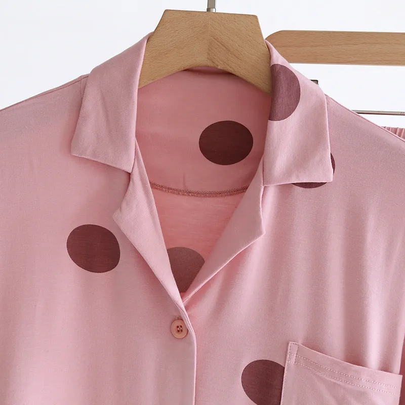 Pink Big Polka Dots Pajama Set
