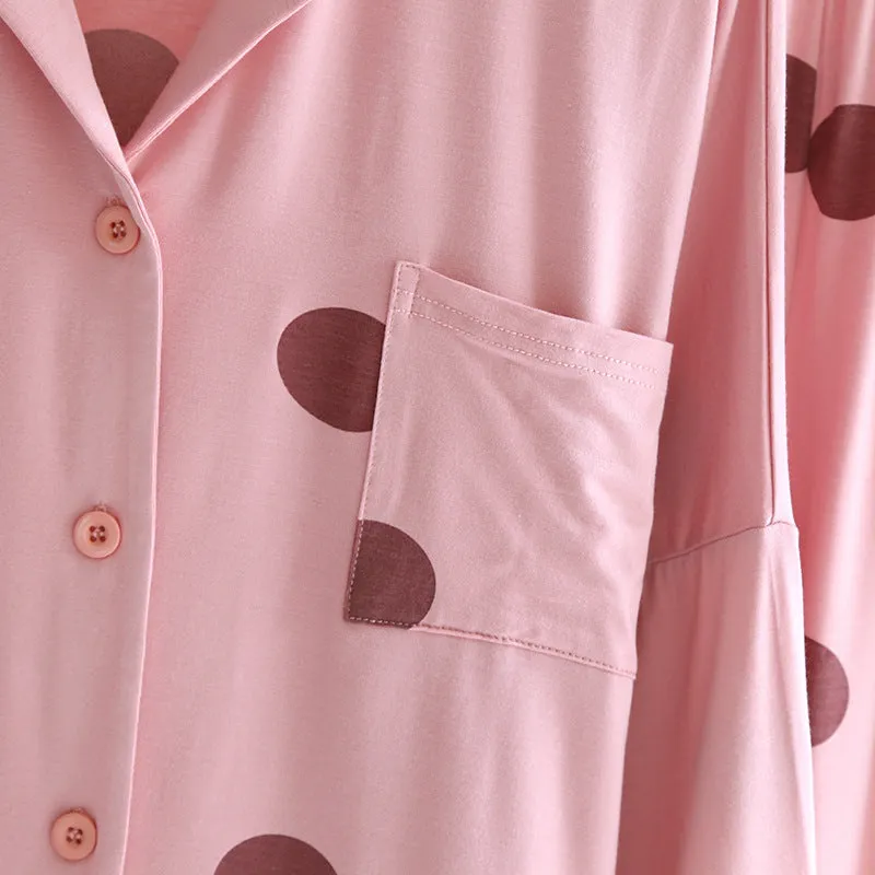 Pink Big Polka Dots Pajama Set