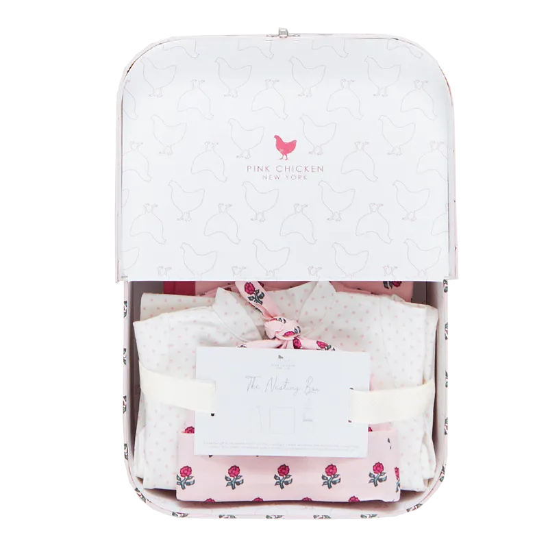 Pink Chicken Womens Organic Robe in Pink Tiny Flower Block Print