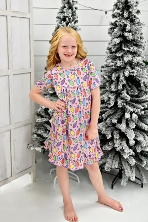 Pink Christmas Light Milk Silk Nightgown