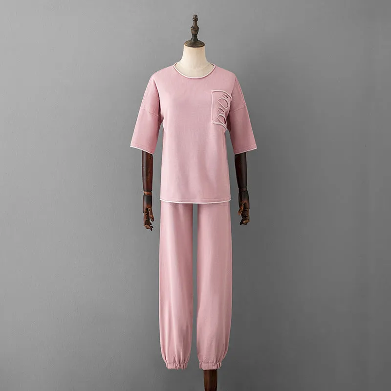 Pink Cut & Sewn Viscose Pajama Set