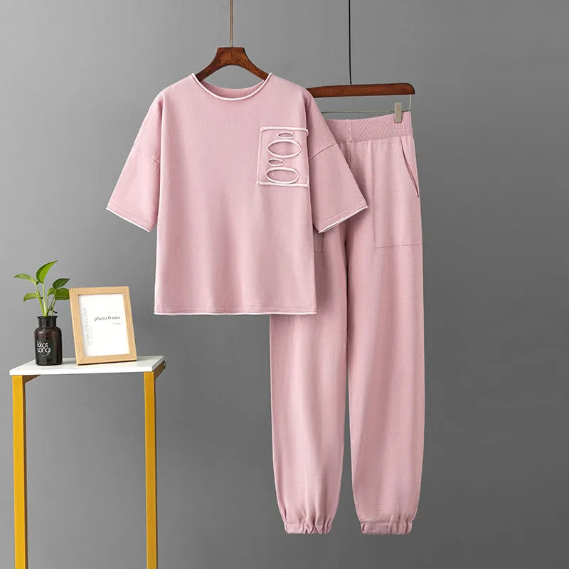 Pink Cut & Sewn Viscose Pajama Set