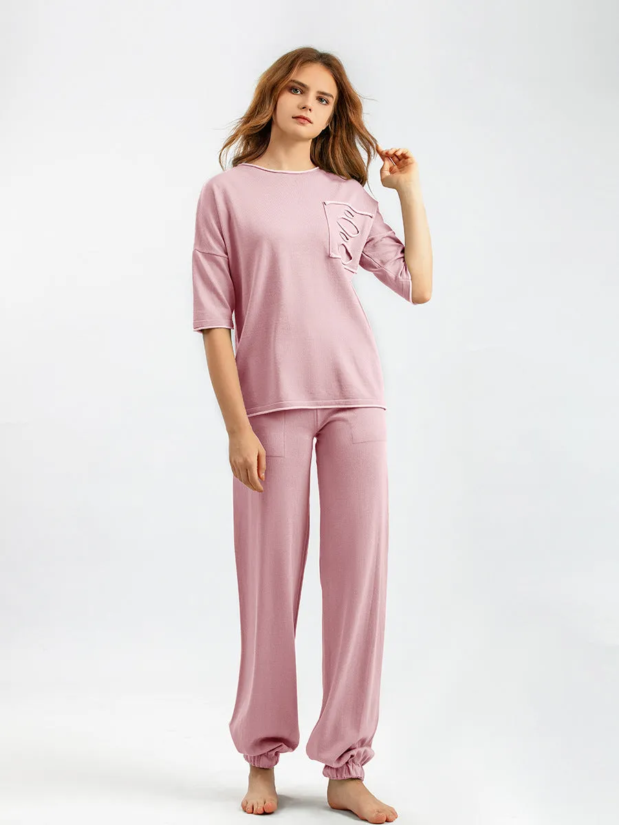 Pink Cut & Sewn Viscose Pajama Set
