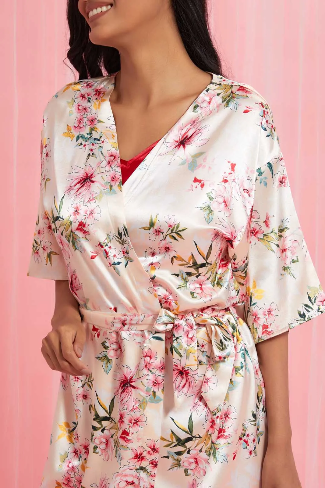 Pink Floral Robe
