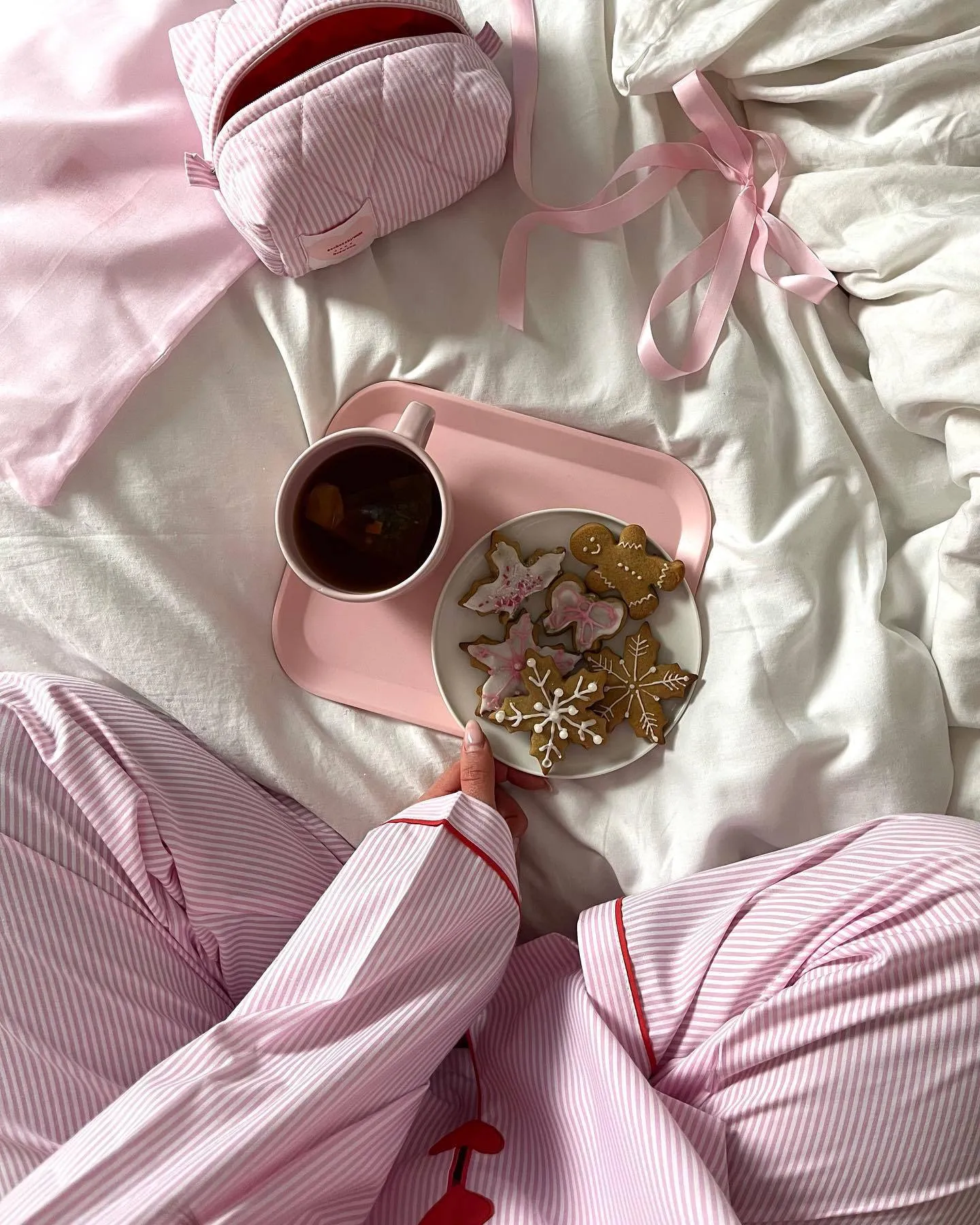 Pink Heart Vertical Stripe Pajama Set