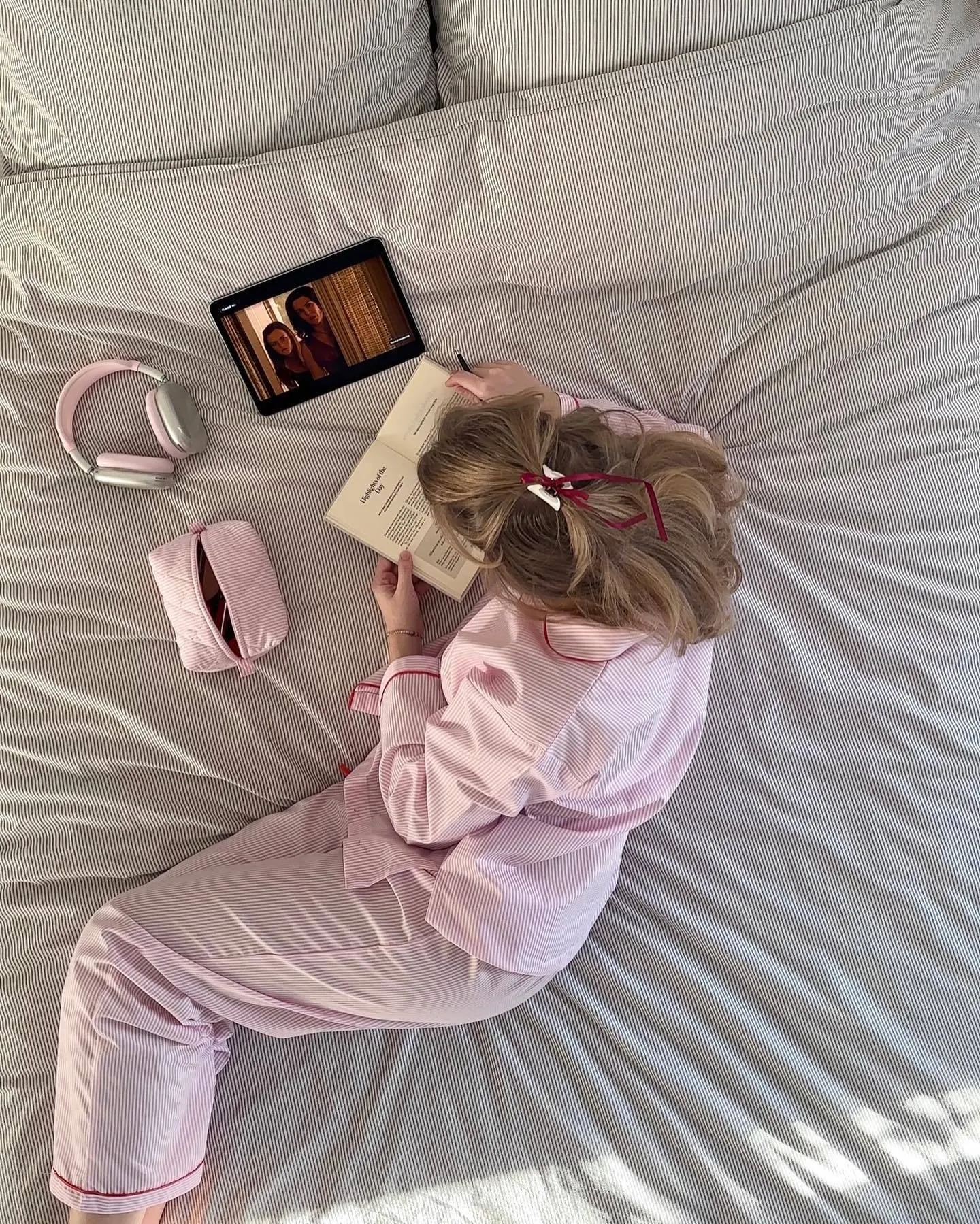 Pink Heart Vertical Stripe Pajama Set