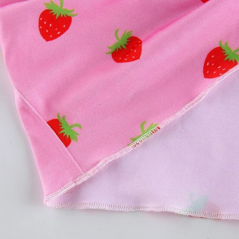 Pink Strawberry and White Lace Camisole Top: Cute top for indoors, outdoors, clubbing or nightwear