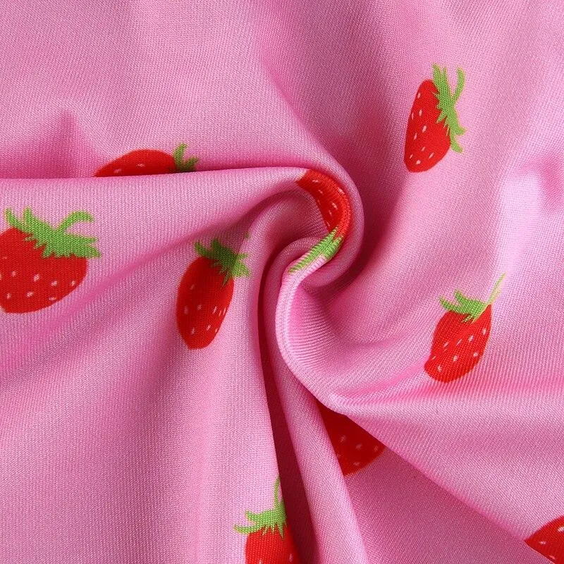 Pink Strawberry and White Lace Camisole Top: Cute top for indoors, outdoors, clubbing or nightwear