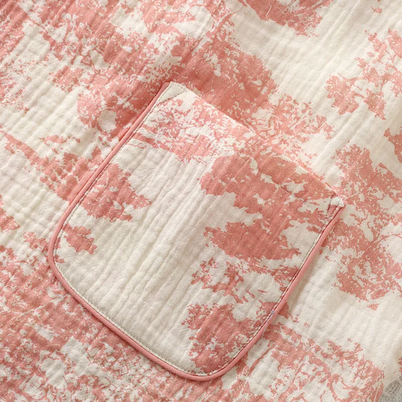 Pink Thin Cotton Kimono Style Pajama Set