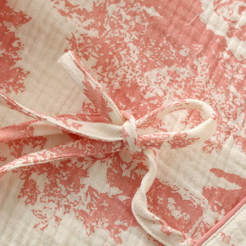 Pink Thin Cotton Kimono Style Pajama Set