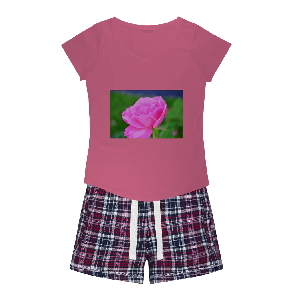 PinkFlower Women's Sleepy Tee and Flannel Short