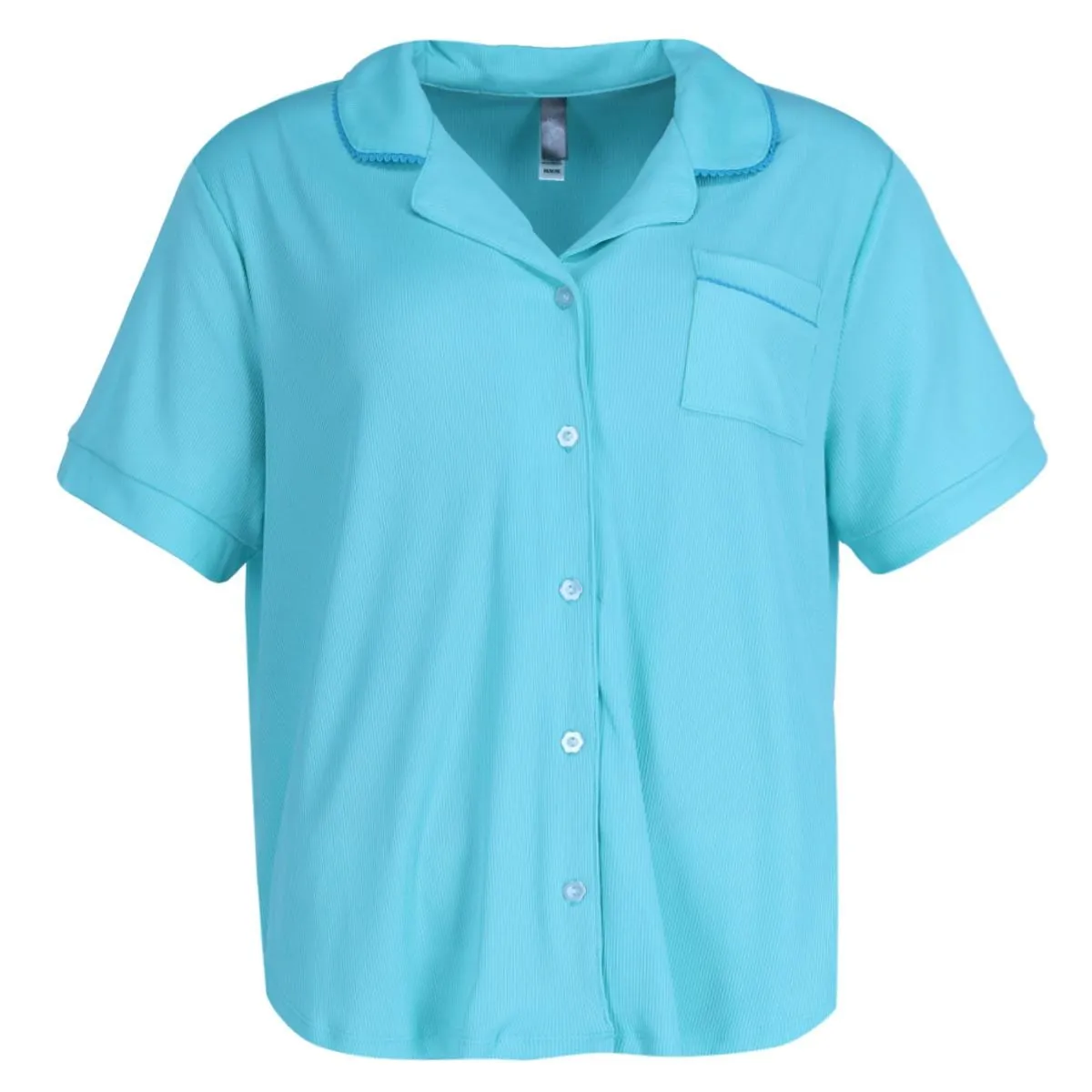 PJ Couture Women's Button Down Wavy Notch Collar Short Sleeve Capri Set