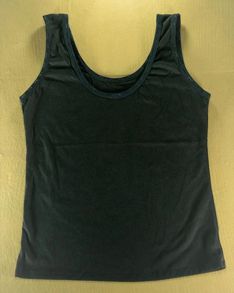 Plain Cotton Camisole For Women - Color Black - MA-4