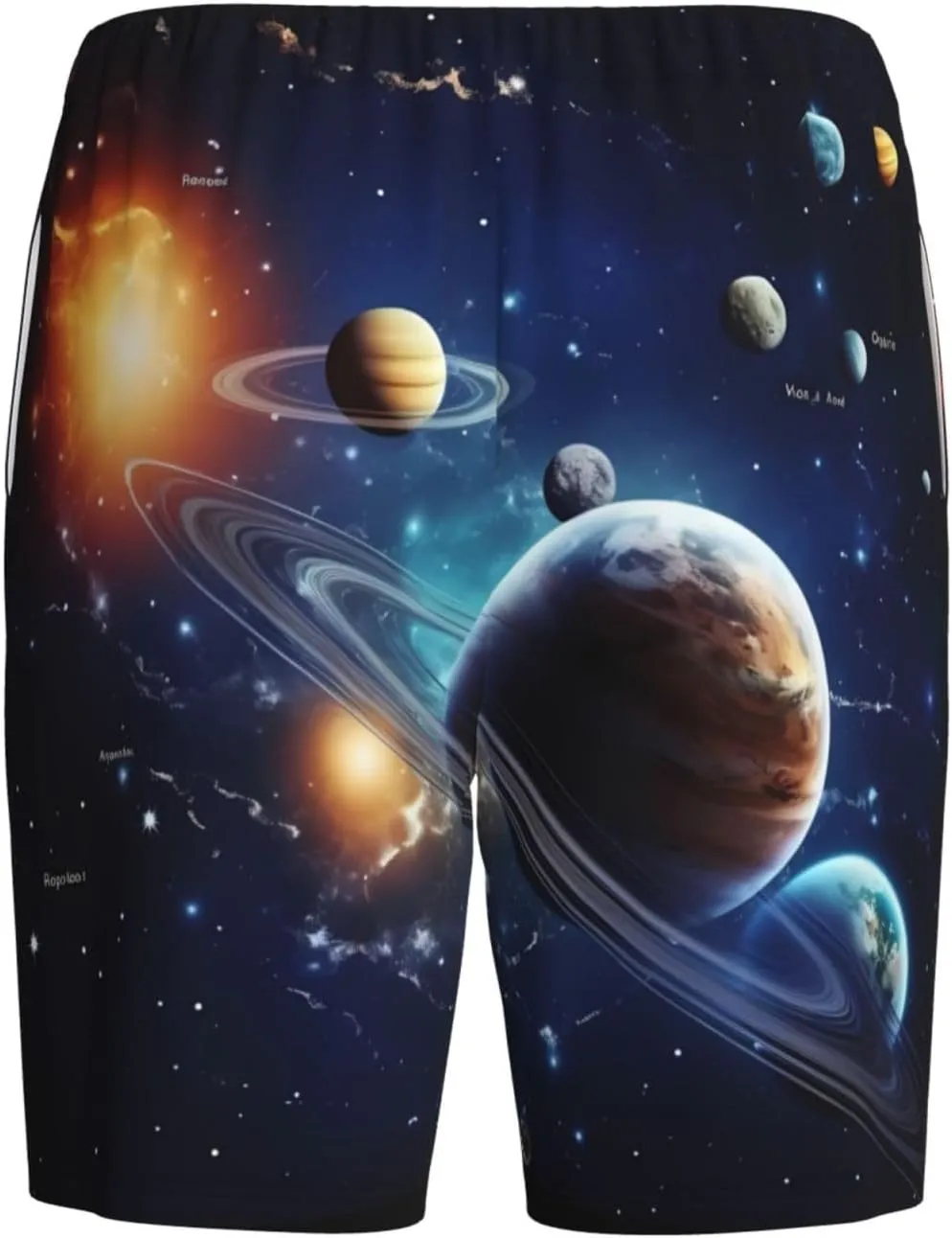 Planets Stars and Milky Way Galaxy Print Men's Short Pajama Pants, Comfortable, and Breathable Sleepwear with Side Pockets