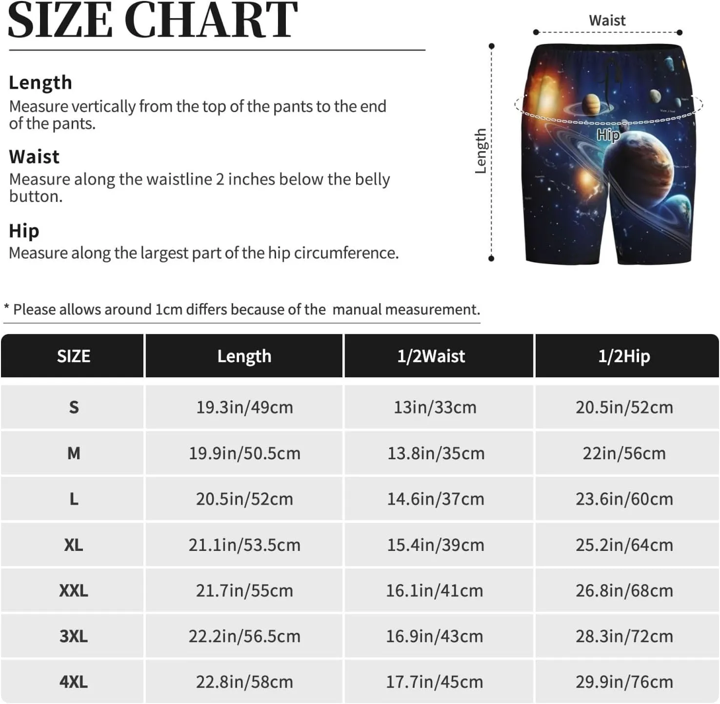 Planets Stars and Milky Way Galaxy Print Men's Short Pajama Pants, Comfortable, and Breathable Sleepwear with Side Pockets