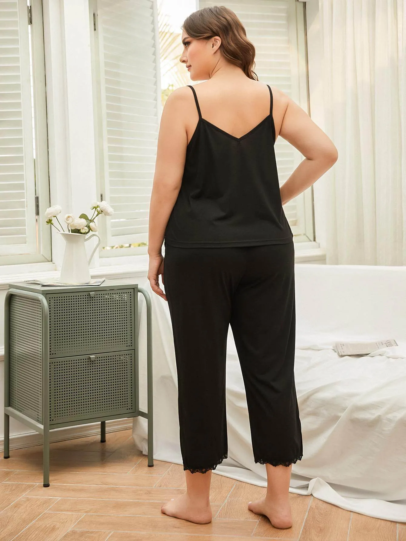 Plus Lace Cami Pajama Set