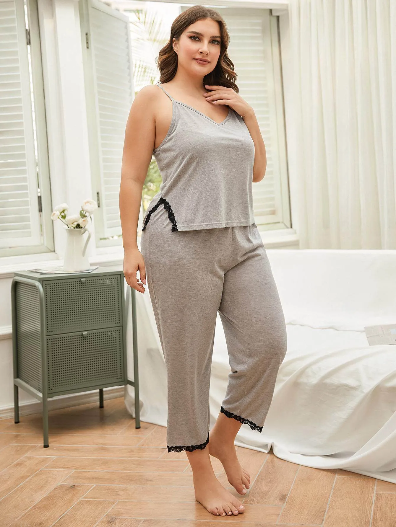 Plus Lace Cami Pajama Set