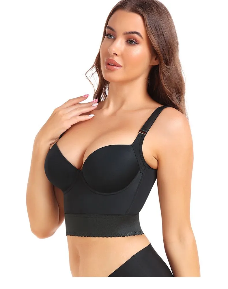 Plus Size Big Breast Full Back Coverage Bra Fat Deep Cup Shape Bra Wireless Push up Bra