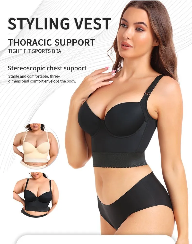 Plus Size Big Breast Full Back Coverage Bra Fat Deep Cup Shape Bra Wireless Push up Bra