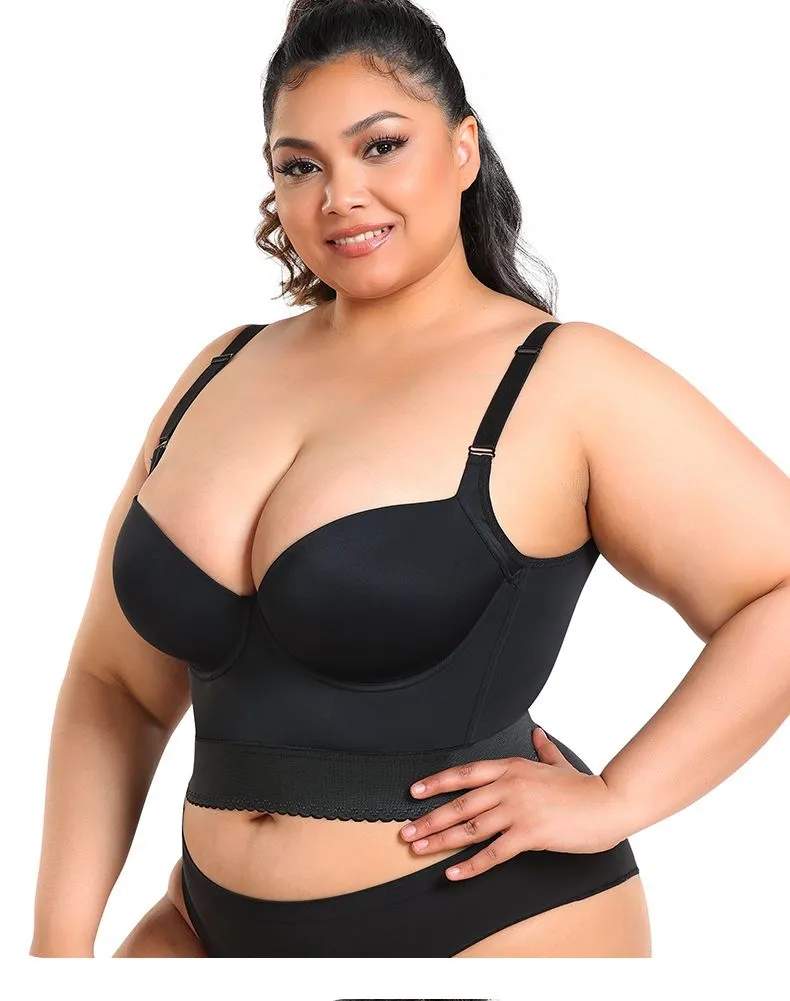 Plus Size Big Breast Full Back Coverage Bra Fat Deep Cup Shape Bra Wireless Push up Bra
