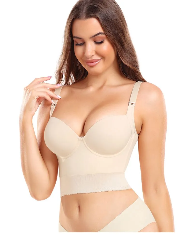 Plus Size Big Breast Full Back Coverage Bra Fat Deep Cup Shape Bra Wireless Push up Bra