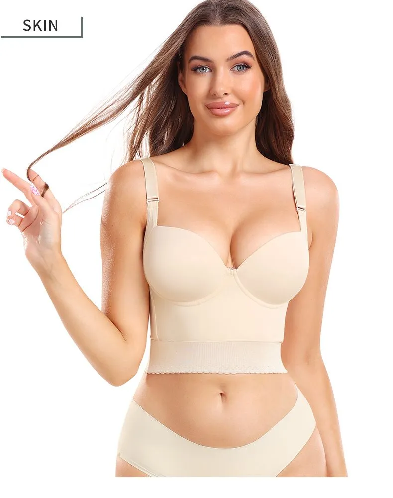 Plus Size Big Breast Full Back Coverage Bra Fat Deep Cup Shape Bra Wireless Push up Bra