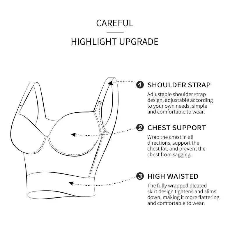 Plus Size Big Breast Full Back Coverage Bra Fat Deep Cup Shape Bra Wireless Push up Bra