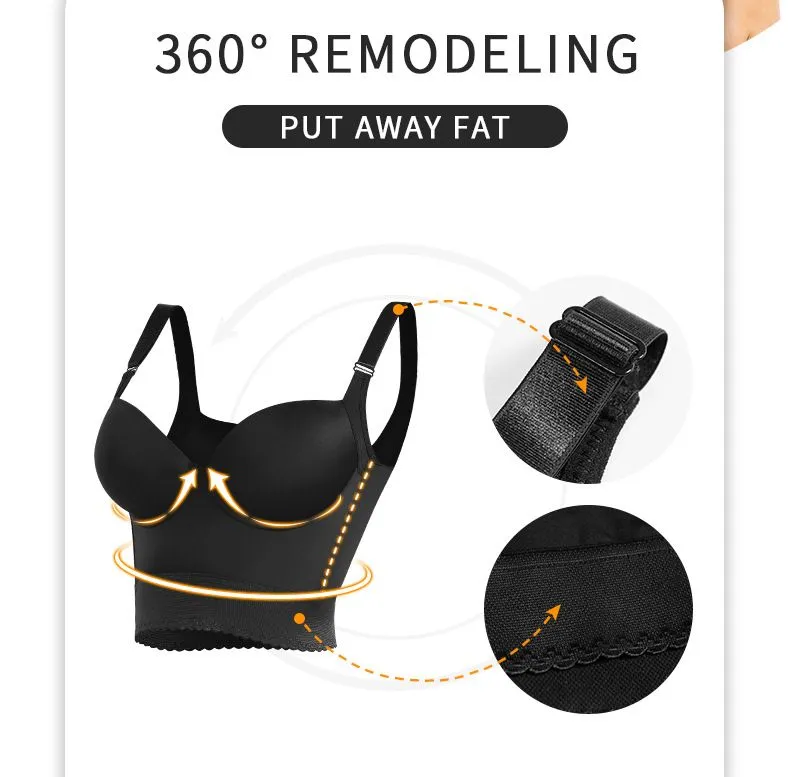 Plus Size Big Breast Full Back Coverage Bra Fat Deep Cup Shape Bra Wireless Push up Bra
