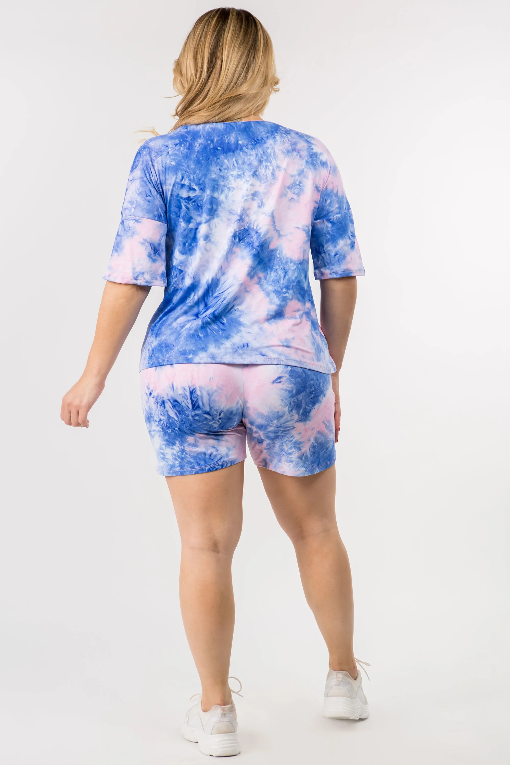 Plus Size Daydreamer Tie Dye Loungewear Short Sleeve Set