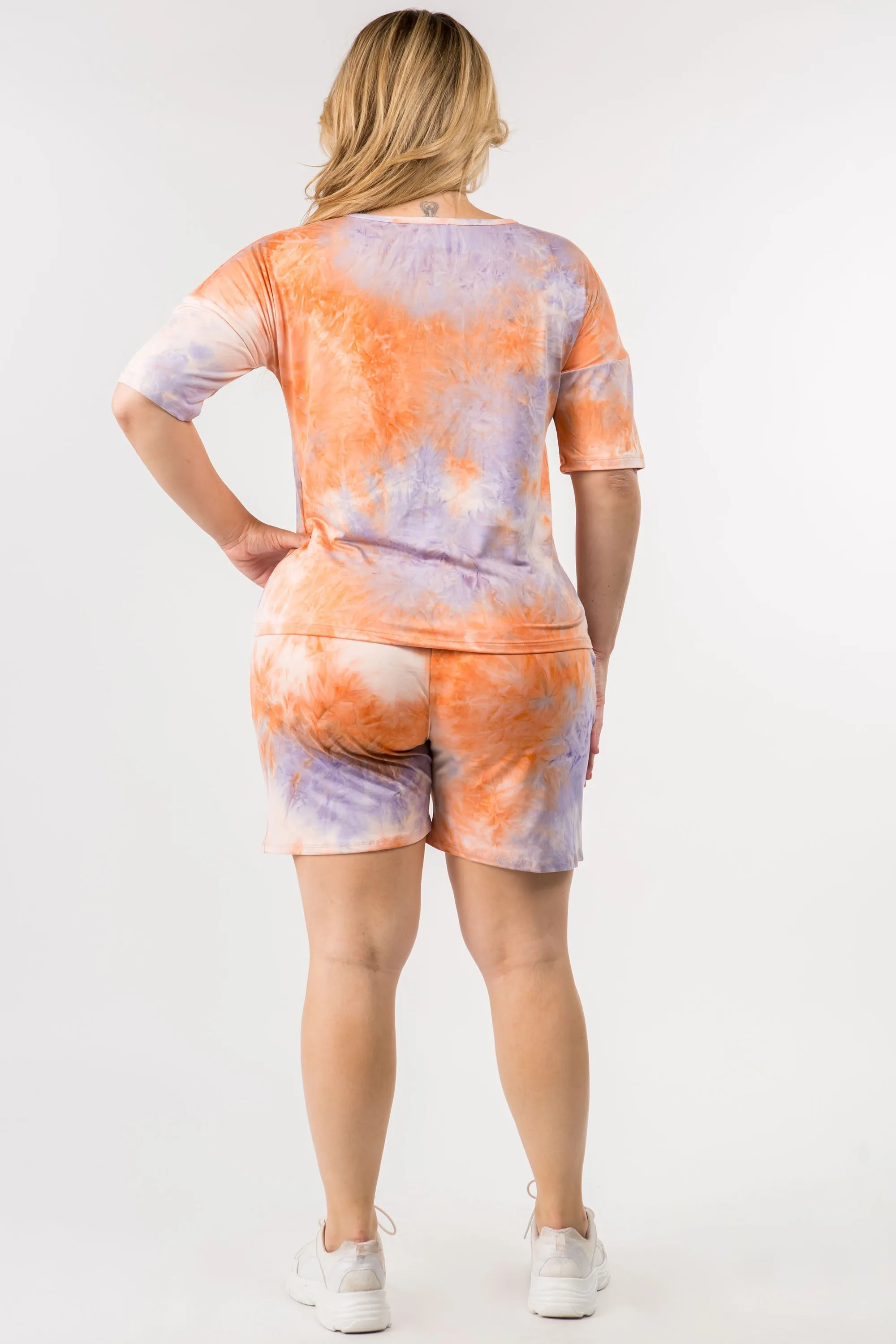 Plus Size Daydreamer Tie Dye Loungewear Short Sleeve Set