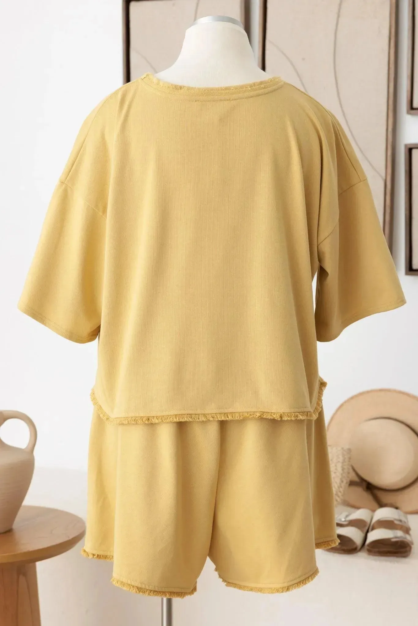 Plus Size Fringe Hem Sweatshirt & Short Set