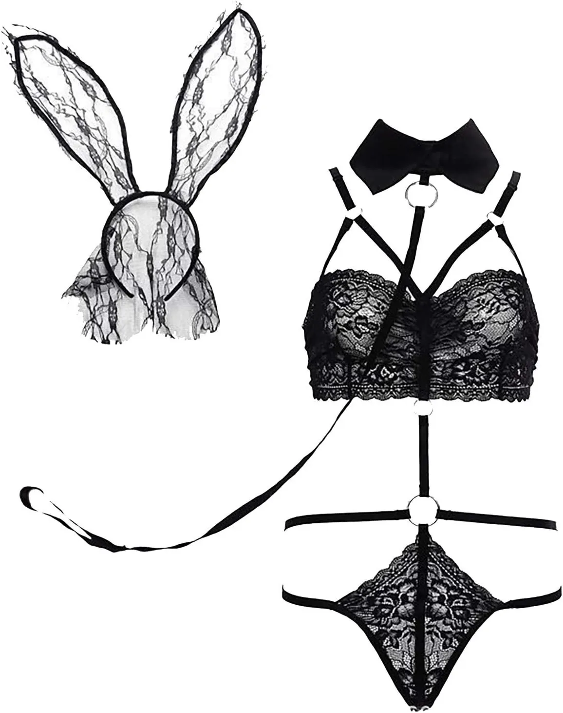 Plus Size Lingerie Lace Sexy Cosplay Low-Cut See-Through